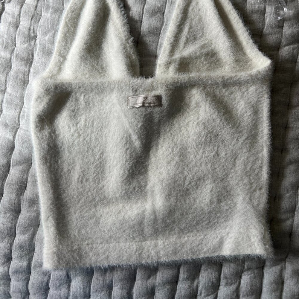 LIKE NEW Gymshark Whitney Eyelash Knit Midi Halter Top - Skylight White Sz Small - Picture 6 of 6